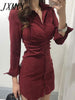 imCharms 2023 Women's Retro Shirt Bottoming Dress Autumn And Winter Package Hip Skirt Waist Slim Straight Skirt