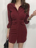 imCharms 2023 Women's Retro Shirt Bottoming Dress Autumn And Winter Package Hip Skirt Waist Slim Straight Skirt