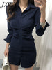 imCharms 2023 Women's Retro Shirt Bottoming Dress Autumn And Winter Package Hip Skirt Waist Slim Straight Skirt