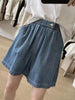 imCharms 2023 Plus Size Women's High Waist Wide Leg Jeans Summer One Button Elastic loose Lazy A-Line Shorts Trendy