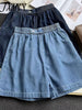 imCharms 2023 Plus Size Women's High Waist Wide Leg Jeans Summer One Button Elastic loose Lazy A-Line Shorts Trendy