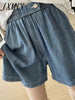 imCharms 2023 Plus Size Women's High Waist Wide Leg Jeans Summer One Button Elastic loose Lazy A-Line Shorts Trendy