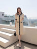 imCharms 2023 Korean Elegant Temperament Intellectual Color Matching V-Neck Skirt Slimming Knitted Dress Summer