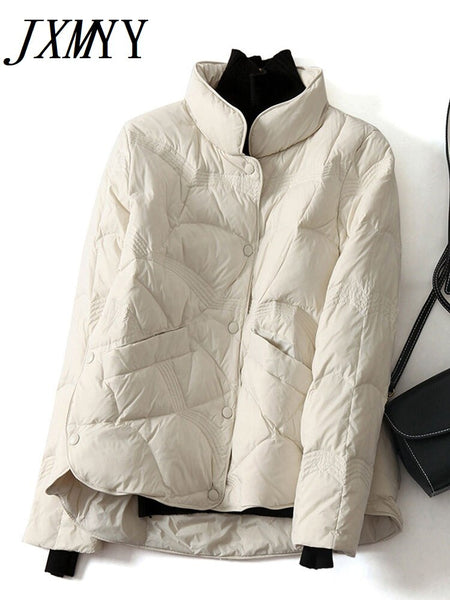 imCharms 2023 Duck Duck Down Jacket Women's Short Section Light Stand Collar Simple And Versatile Down Jacket