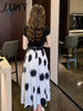 imCharms 2023 And Elegant Temperament Round Neck Cotton Short-Sleeved T-Shirt + Polka Dot Skirt Suit Women