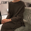 imCharms 2023 Winter Women's Thicken Warm Knitted Pullover Sweater Two-Piece Suits +High Waist Loose Wide Leg Pants Set