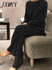imCharms 2023 Winter Women's Thicken Warm Knitted Pullover Sweater Two-Piece Suits +High Waist Loose Wide Leg Pants Set
