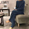 imCharms 2023 Winter Women's Thicken Warm Knitted Pullover Sweater Two-Piece Suits +High Waist Loose Wide Leg Pants Set