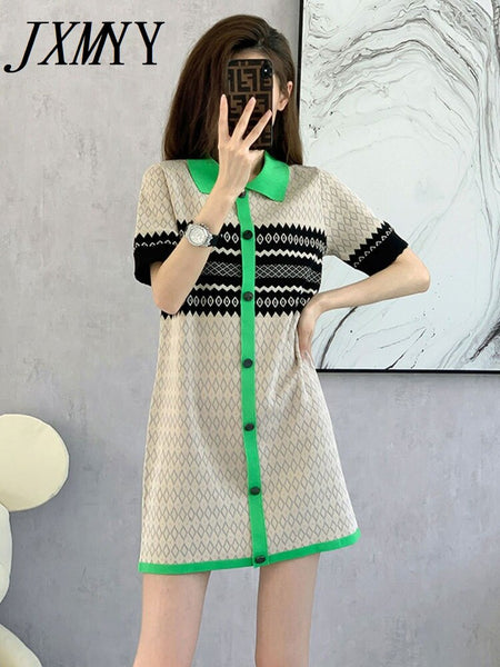 imCharms 2023 Polo Shirt Dress Elegant Temperament Female Spring And Summer Niche Design Skirt Women's Clothing