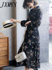 imCharms 2023 Spring And Autumn Popular Long Skirt Temperament V-Neck Floral Chiffon Dress Waist Gentle Women's Skirt