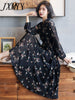 imCharms 2023 Spring And Autumn Popular Long Skirt Temperament V-Neck Floral Chiffon Dress Waist Gentle Women's Skirt