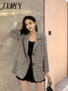 imCharms 2023 Spring Korean Version Temperament Retro Style Women's Thin Section Plaid Small Suit Jacket
