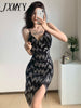 imCharms 2023 Summer Elegant Sexy Temperament V-Neck Slit Mid-Length Sling Women's Dress