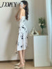 imCharms 2023 Summer Retro Gentle Sexy Elegant Temperament Swing Collar Slit Sling Women's Dress