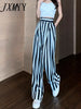 imCharms 2023 Vertical Stripes Casual Loose Suit Wide-Leg Pants Women's High-Waisted Slim Sagging Fabric Floor-To-Ceiling Pants