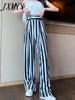 imCharms 2023 Vertical Stripes Casual Loose Suit Wide-Leg Pants Women's High-Waisted Slim Sagging Fabric Floor-To-Ceiling Pants