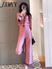 imCharms 2023 Pink Trousers Suit Temperament Autumn Elegant Temperament Women's Knitted Casual Two-Piece Suit