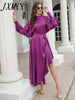 imCharms 2023 Popular One-Shoulder Puff Sleeves Pleated Beveled Personality Suit Spring And Summer Women's Dress