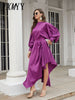 imCharms 2023 Popular One-Shoulder Puff Sleeves Pleated Beveled Personality Suit Spring And Summer Women's Dress