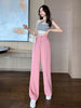 imCharms 2023 Pure Relief High-Waist Zipper Loose Drape Thin Section Women's Wide-Leg Straight Suit Slim And Versatile Trousers