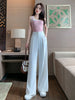 imCharms 2023 Pure Relief High-Waist Zipper Loose Drape Thin Section Women's Wide-Leg Straight Suit Slim And Versatile Trousers