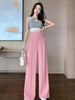 imCharms 2023 Pure Relief High-Waist Zipper Loose Drape Thin Section Women's Wide-Leg Straight Suit Slim And Versatile Trousers
