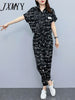 imCharms 2023 Sports And Leisure Suit Summer Temperament Age-Reducing Short-Sleeved Top Loose And Thin Harem Leggings Two-Piece Set