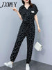 imCharms 2023 Sports And Leisure Suit Summer Temperament Age-Reducing Short-Sleeved Top Loose And Thin Harem Leggings Two-Piece Set