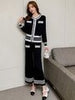 imCharms 2023 Spring And Autumn Clothes Lady Elegant Temperament Knitted Two-Piece Wide-Leg Pants Suit