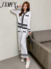 imCharms 2023 Spring And Autumn Clothes Lady Elegant Temperament Knitted Two-Piece Wide-Leg Pants Suit