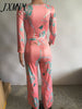 imCharms 2023 Spring And Autumn Elegant Temperament Sexy Women's V-Neck Long-Sleeved Printed One-Piece