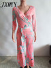 imCharms 2023 Spring And Autumn Elegant Temperament Sexy Women's V-Neck Long-Sleeved Printed One-Piece