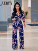 imCharms 2023 Spring And Autumn Elegant Temperament Sexy Women's V-Neck Long-Sleeved Printed One-Piece