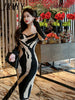 imCharms 2023 Spring And Autumn Low-Neck Temperament Zebra Print Sexy Slim Bag Hip Bottoming Dress Women's
