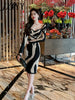 imCharms 2023 Spring And Autumn Low-Neck Temperament Zebra Print Sexy Slim Bag Hip Bottoming Dress Women's