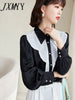 imCharms 2023 Spring And Autumn Bead Decoration Long-Sleeved All-Match Elegant Temperament Top Women's Chiffon Shirt