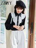 imCharms 2023 Spring And Autumn Bead Decoration Long-Sleeved All-Match Elegant Temperament Top Women's Chiffon Shirt