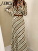 imCharms 2023 Spring And Autumn Chic Retro Elegant Temperament Slim Striped Top + Skirt Women's Suit