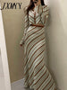 imCharms 2023 Spring And Autumn Chic Retro Elegant Temperament Slim Striped Top + Skirt Women's Suit