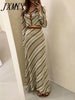 imCharms 2023 Spring And Autumn Chic Retro Elegant Temperament Slim Striped Top + Skirt Women's Suit