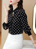 imCharms 2023 Spring And Autumn Doll Collar Polka Dot Long-Sleeved Chiffon Shirt Blouse Shirt Is Thin And Versatile