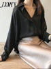 imCharms 2023 Spring And Autumn Elegant Temperament Satin Shirt Women's Long-Sleeved Top Loose Solid Color Shirt