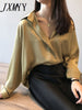 imCharms 2023 Spring And Autumn Elegant Temperament Satin Shirt Women's Long-Sleeved Top Loose Solid Color Shirt