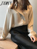 imCharms 2023 Spring And Autumn Elegant Temperament Satin Shirt Women's Long-Sleeved Top Loose Solid Color Shirt