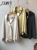 imCharms 2023 Spring And Autumn Elegant Temperament Satin Shirt Women's Long-Sleeved Top Loose Solid Color Shirt