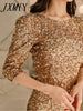 imCharms 2023 Spring And Autumn Elegant Temperament Slim Bag Hip Skirt Backless Sequin Dress Dress Women's