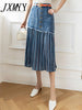 imCharms 2023 Spring And Autumn Large Size High Waist All-Match Women's Denim Skirt Stitching Midi Skirt