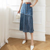 imCharms 2023 Spring And Autumn Large Size High Waist All-Match Women's Denim Skirt Stitching Midi Skirt