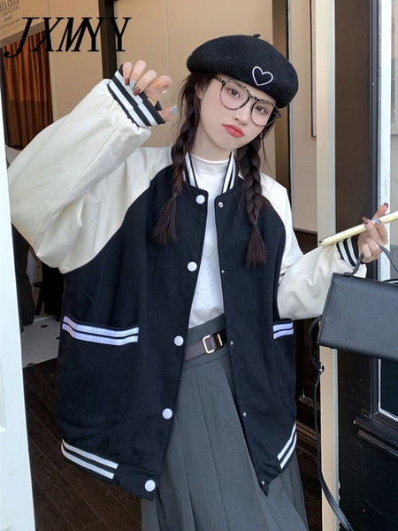 imCharms 2023 Spring And Autumn Leisure College Style Loose Color Matching Baseball Coat Women's Clothing