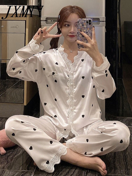 imCharms 2023 Spring And Autumn Pajamas Women's Long-Sleeved Trousers Two-Piece Suit Sexy Cute Home Clothes